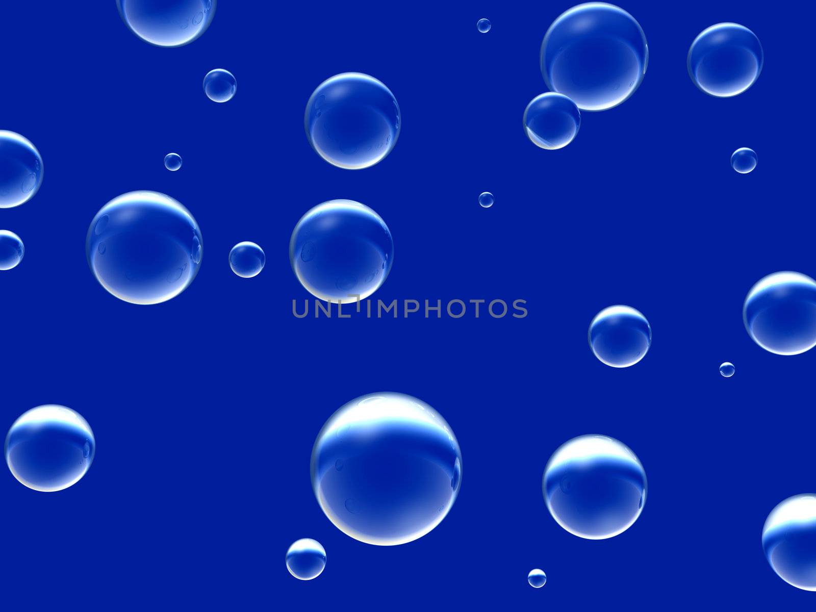 great number of transparent bubbles on a dark blue background