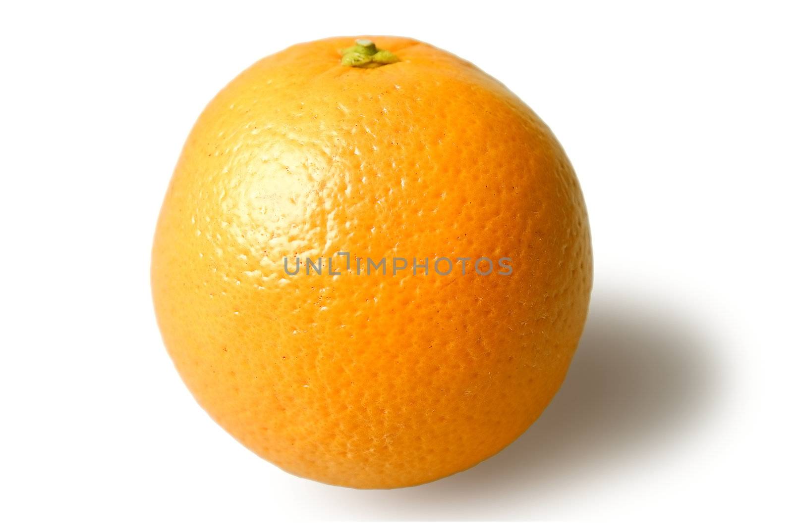 ripe juicy orange orange with the gone into a detail texture of hide on a white background