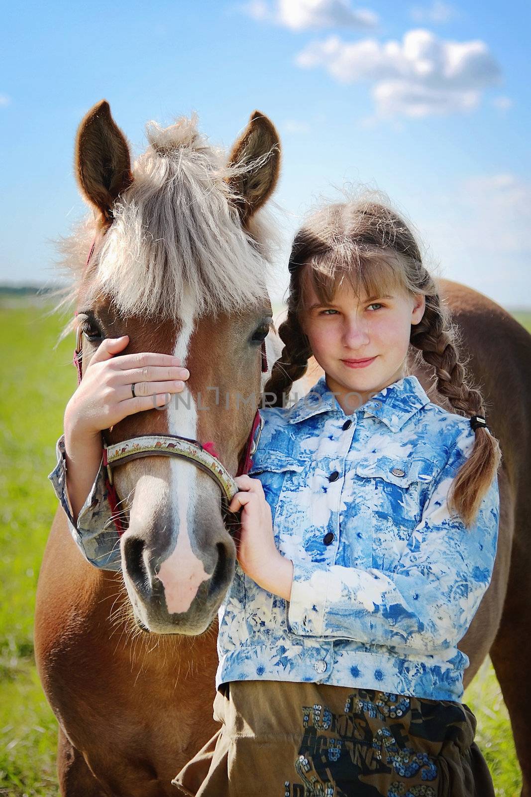 Girl and horse by Azaliya