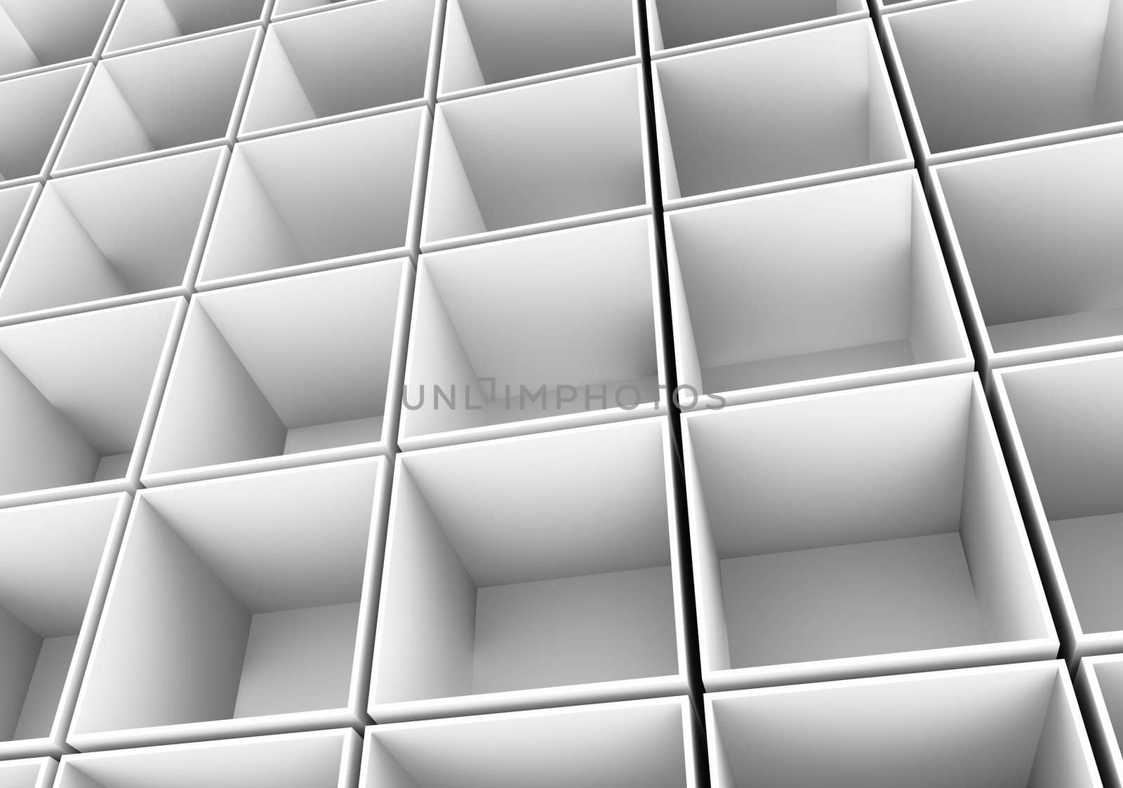 White empty box abstract background, 3d render