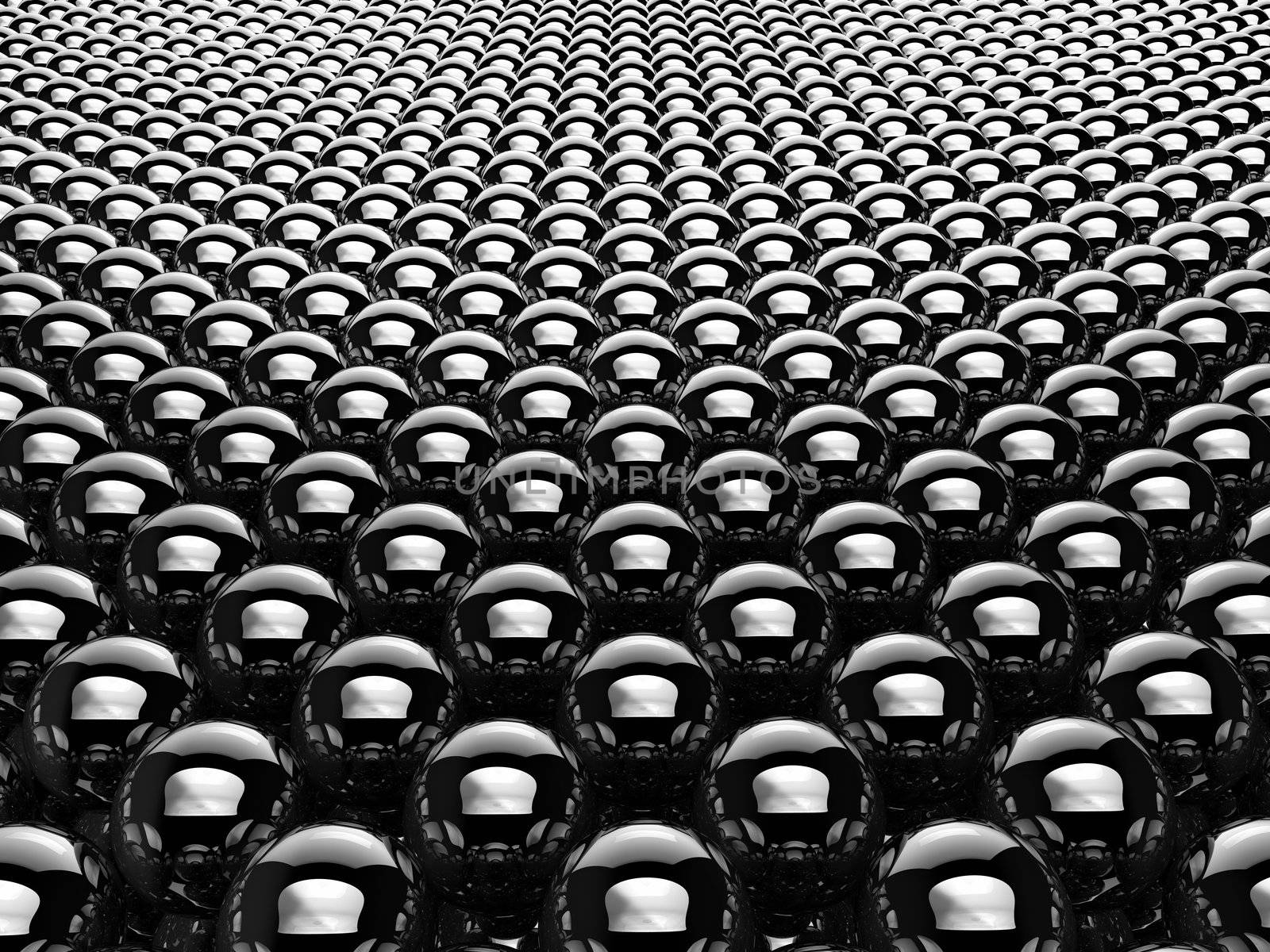 Black chrome balls abstract background, 3d render