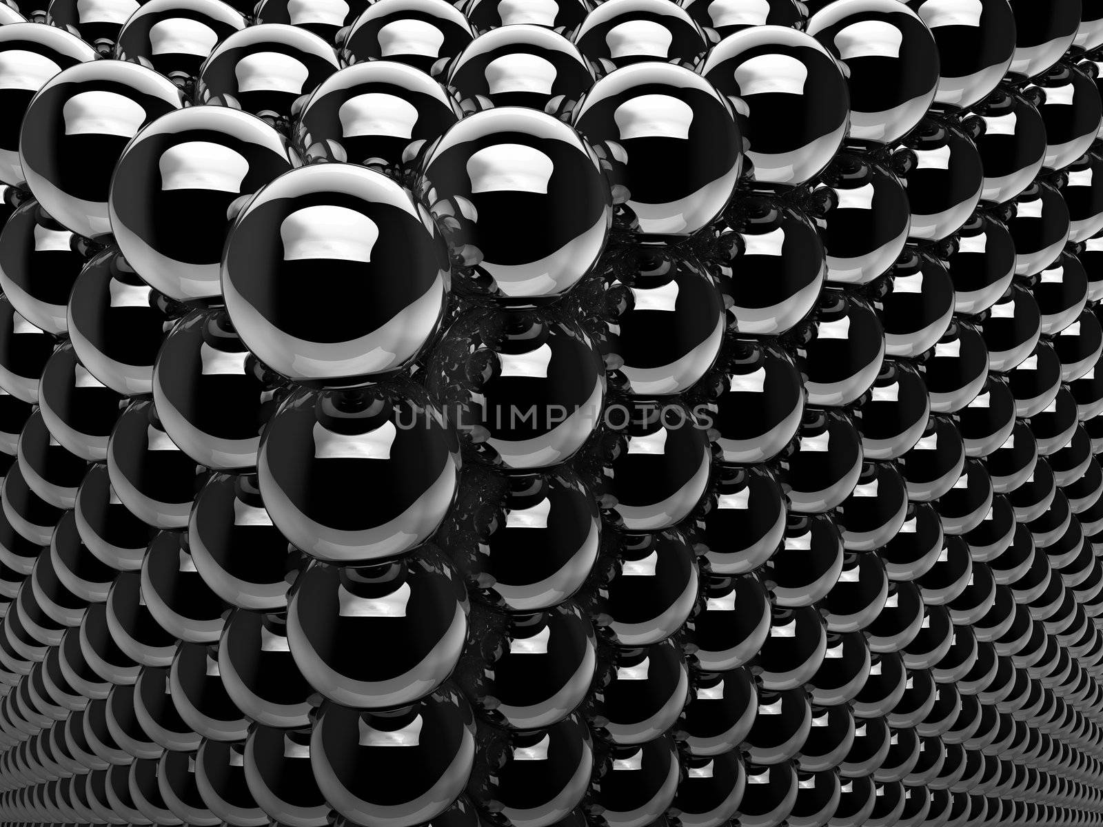 Black chrome balls abstract background, 3d render