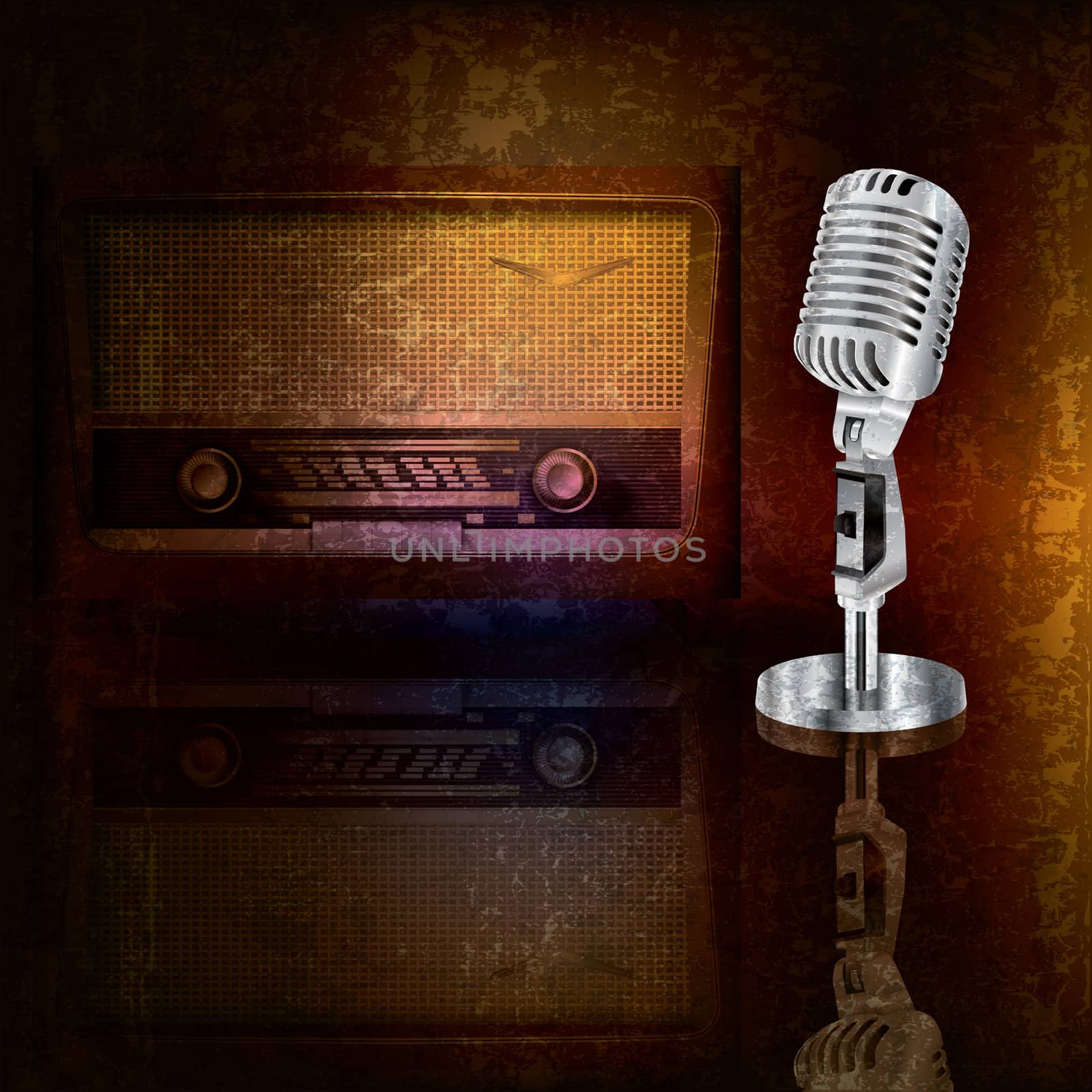 abstract background with microphone and radio by lem