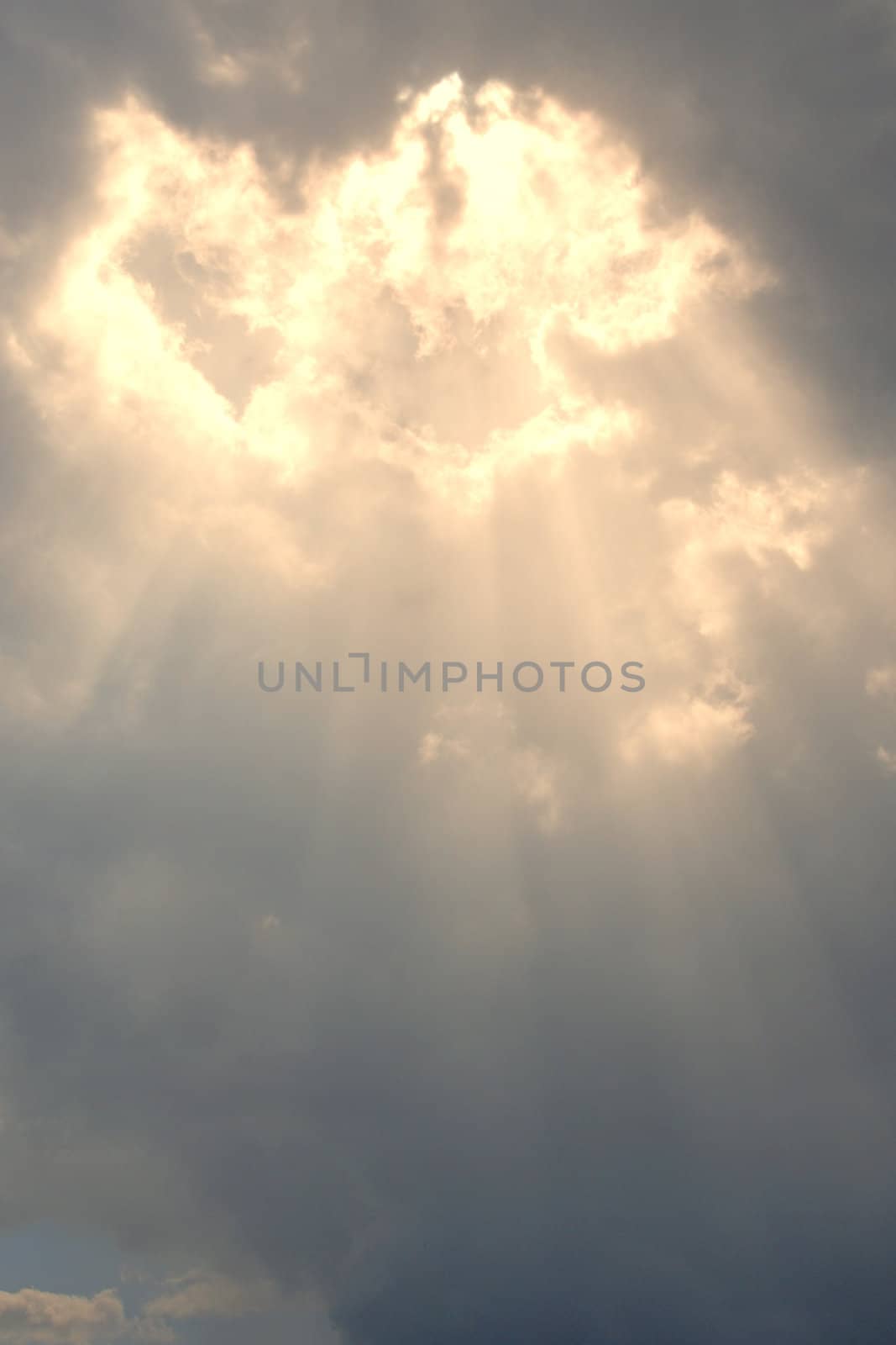 Bright God-rays and light burst in Heavenly Clouds