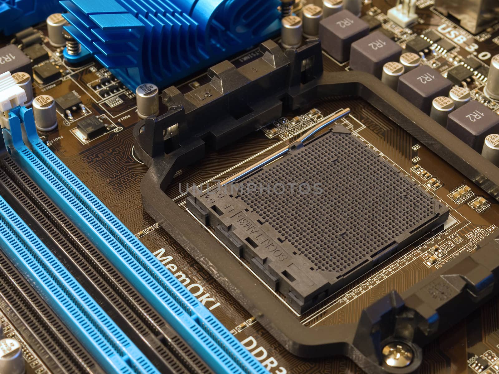 CPU socket and DDRslots on motherboard
