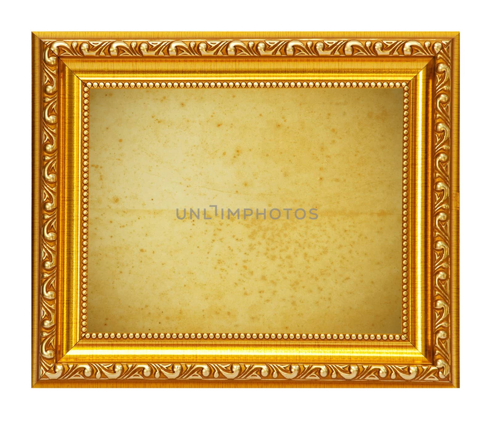 Gold frame with old paper background