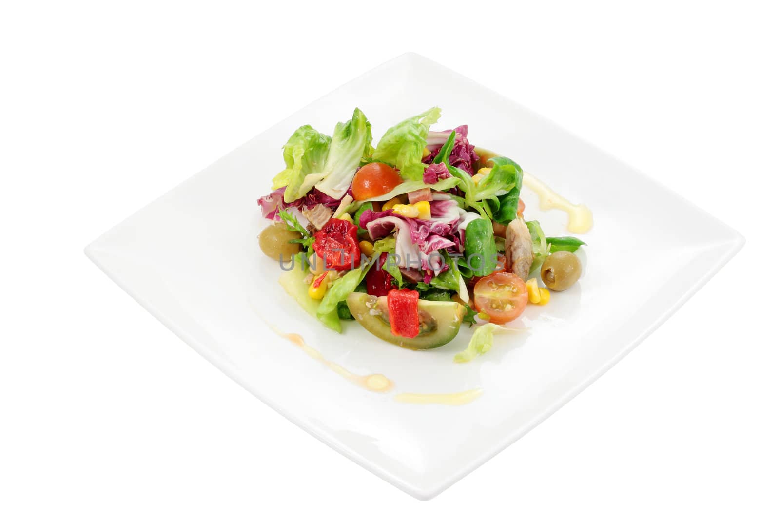 mediterranean salad with natural ingredients for a balanced diet and isolated cropped