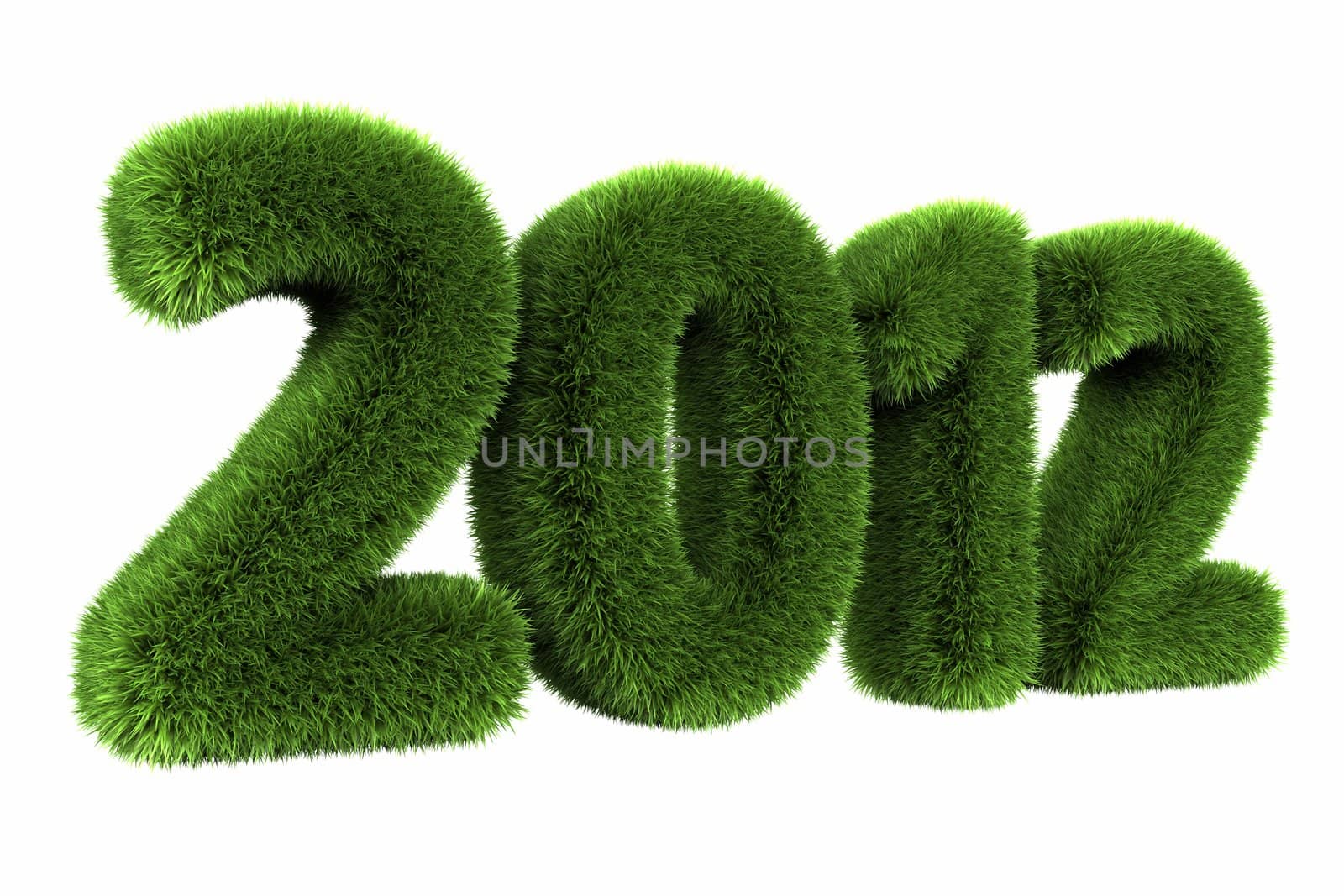 Grass year 2012, large grassy number. 3d render