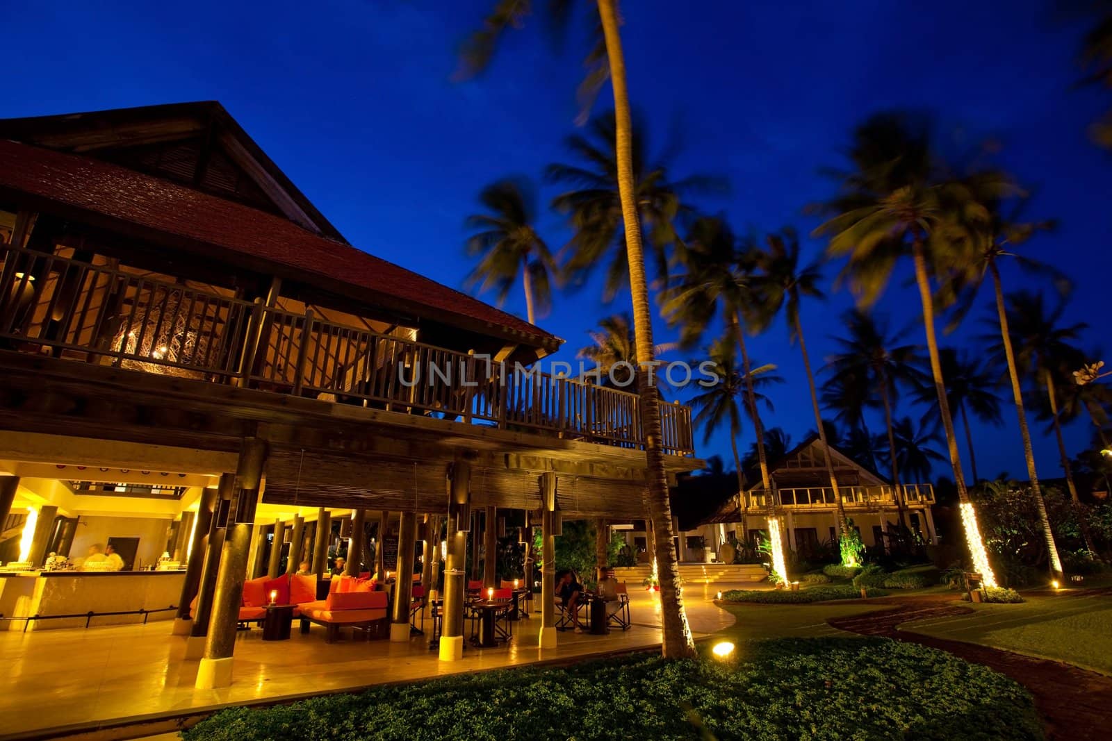 resort at night in Thailand
