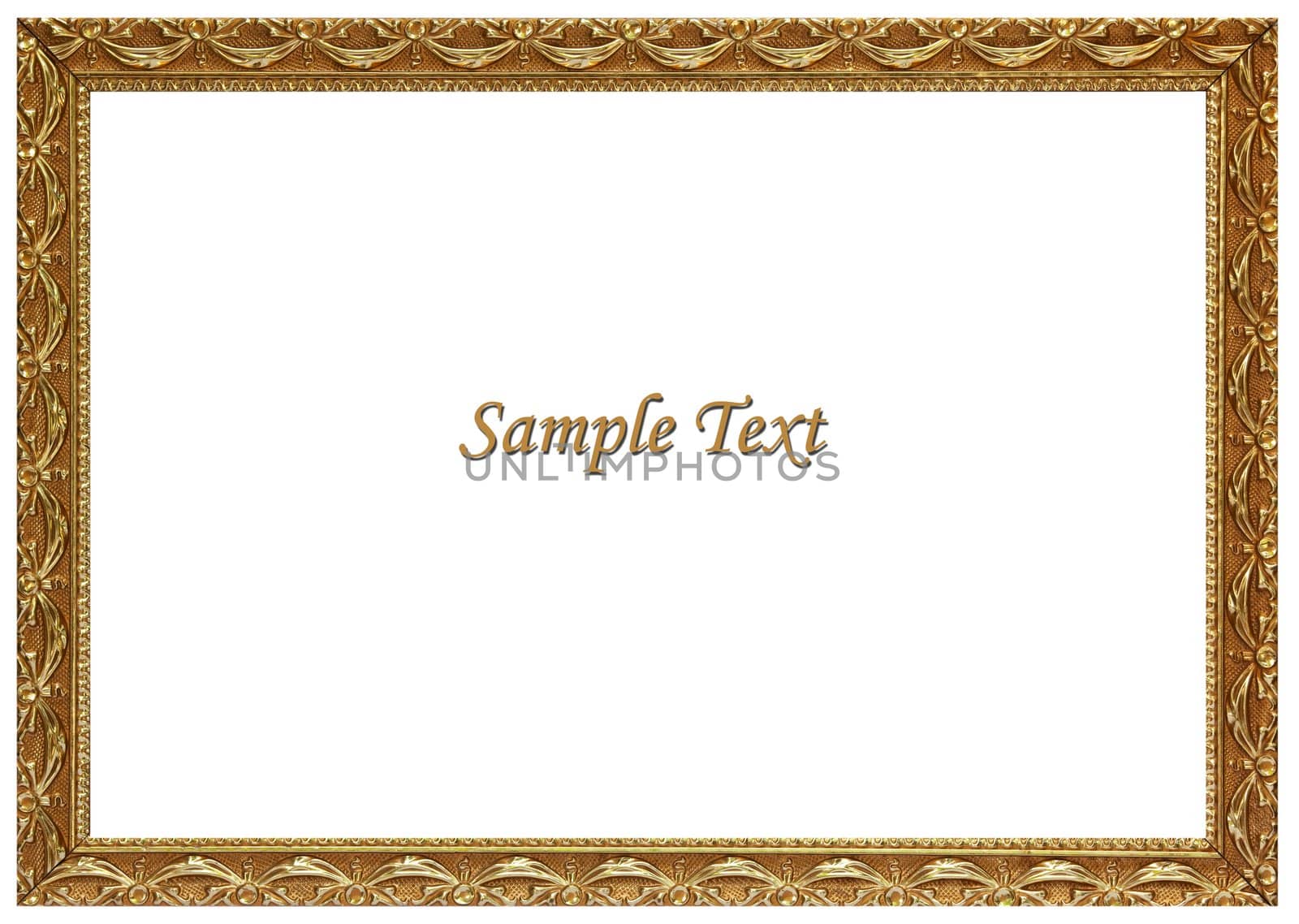 Gold frame on white background