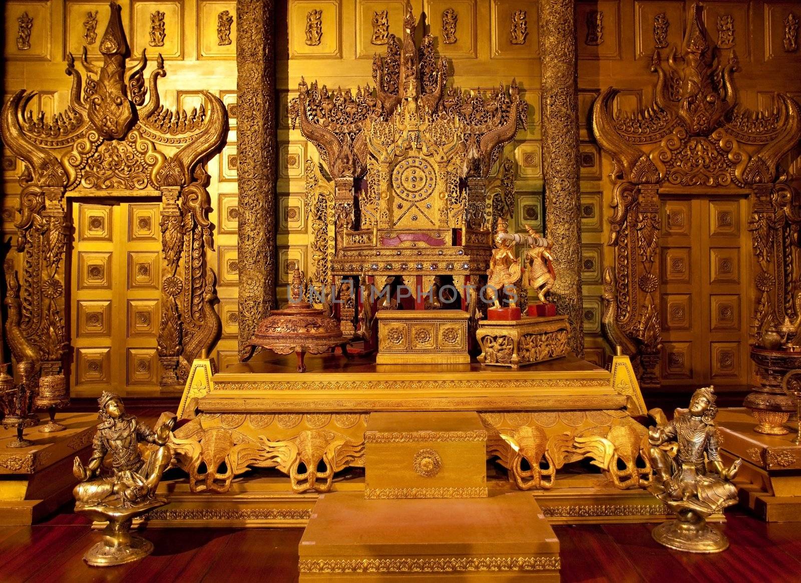 hall palace interior in Myanmar