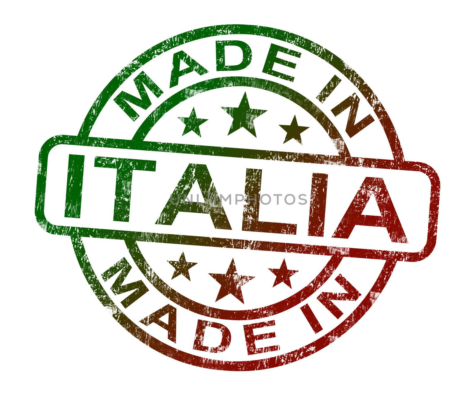 Made In Italia Stamp Shows Product Or Produce From Italy by stuartmiles