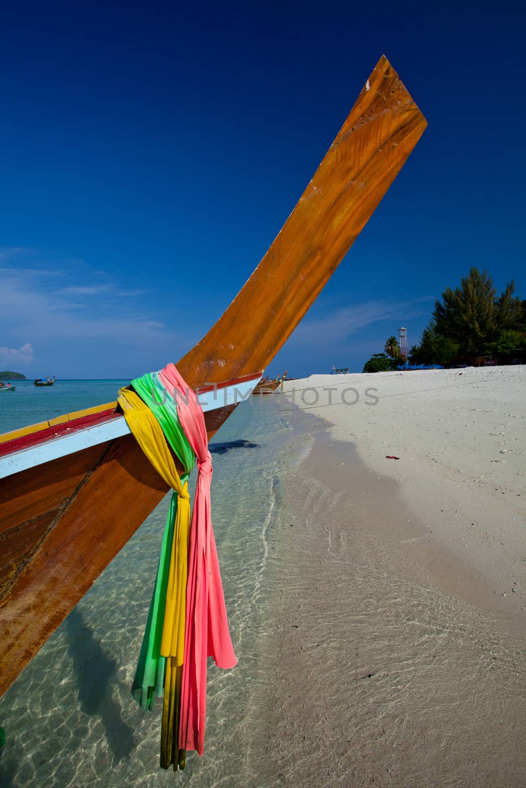 Head long tail fisherman boat in South of Thailand.