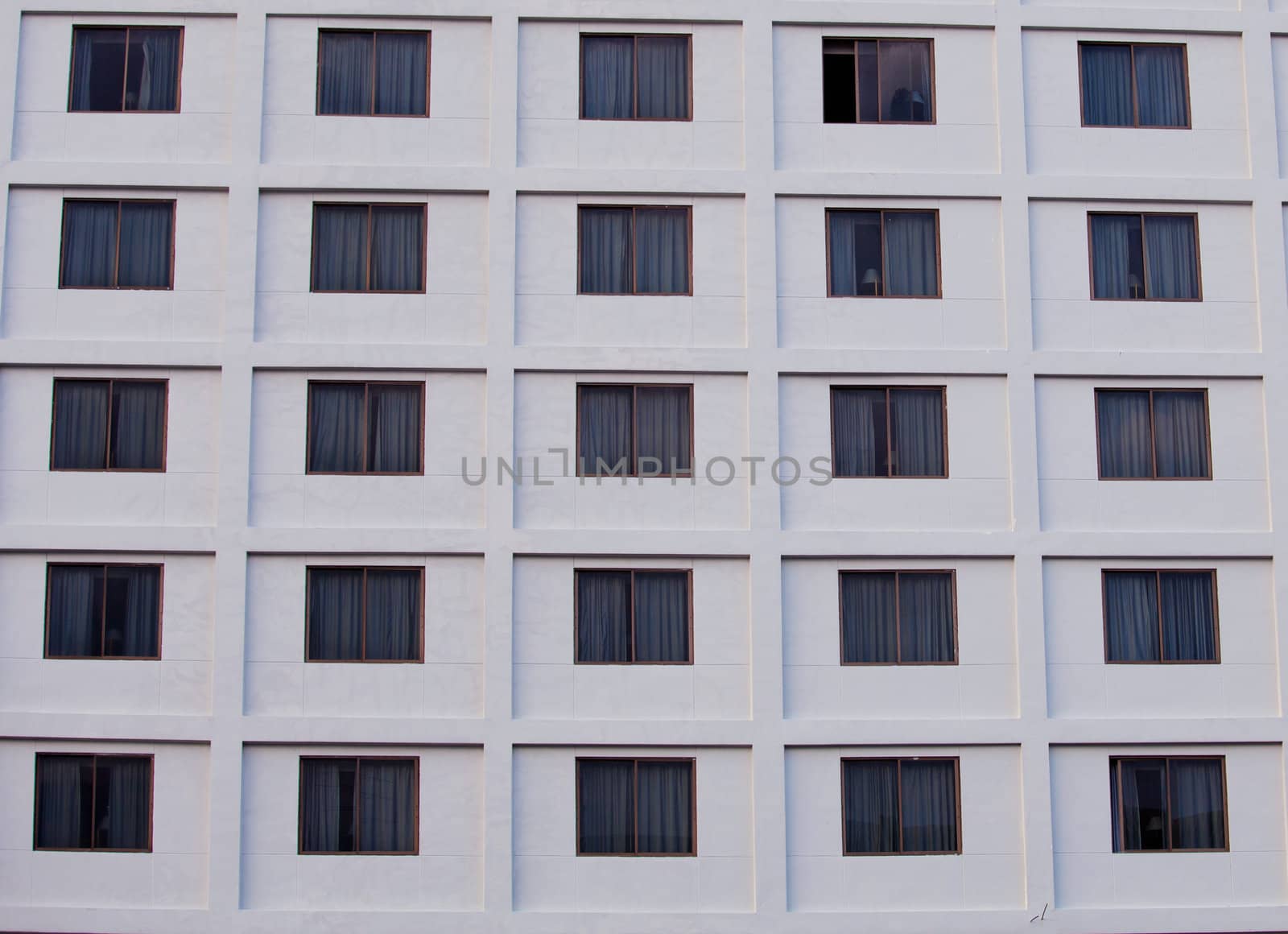 window of the multi-storey building of hotel