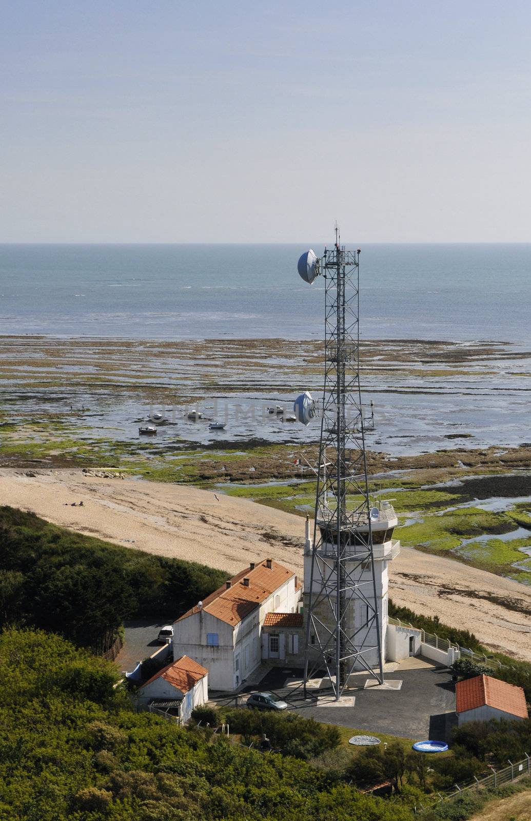 Telecom Antenna with Houses Along the Atlantic Coast