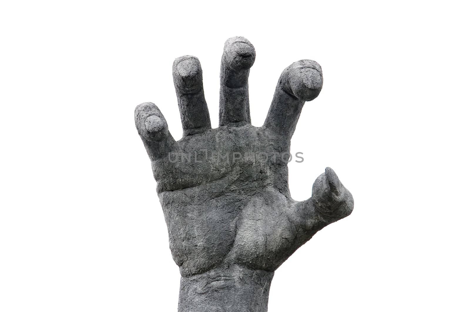 Hand sculpture on white background