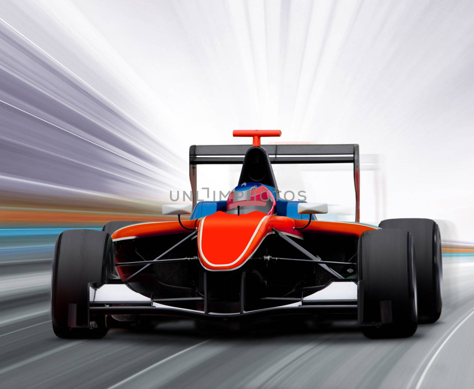 formula one race car on speed track - motion blur