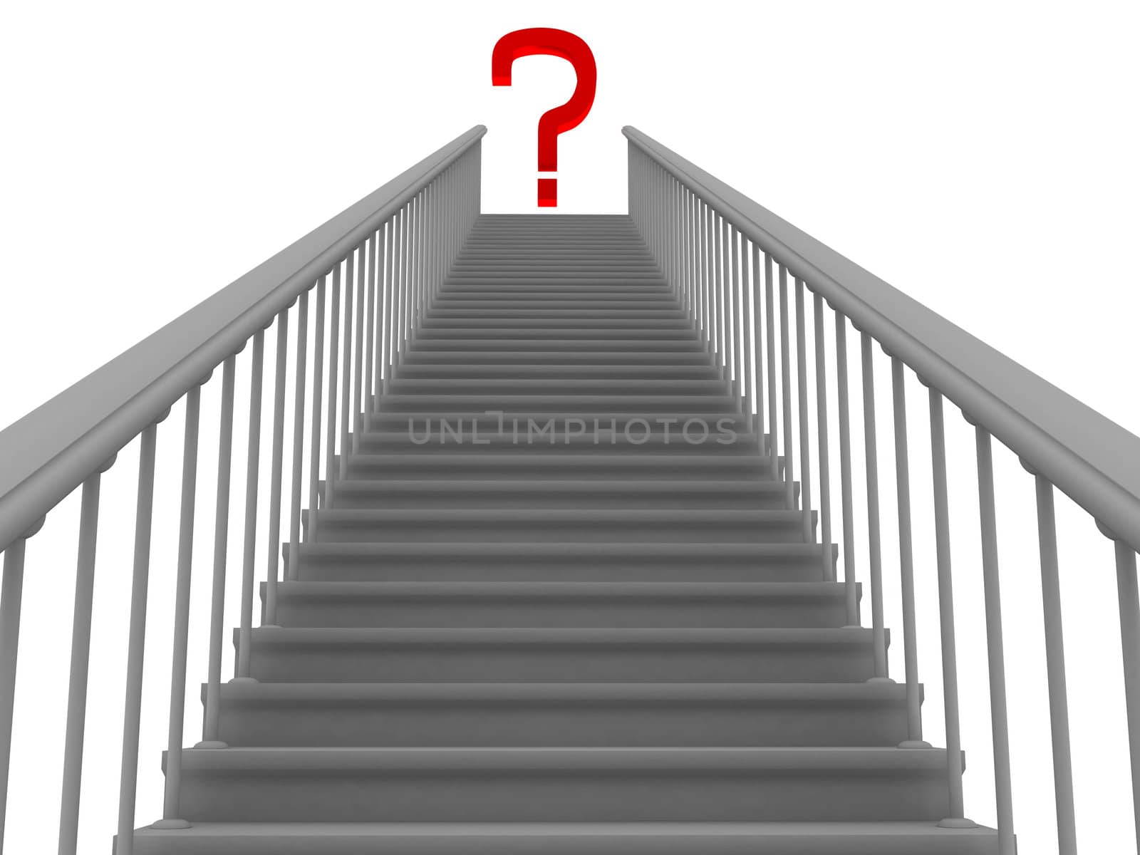 High gray ladder on a white background