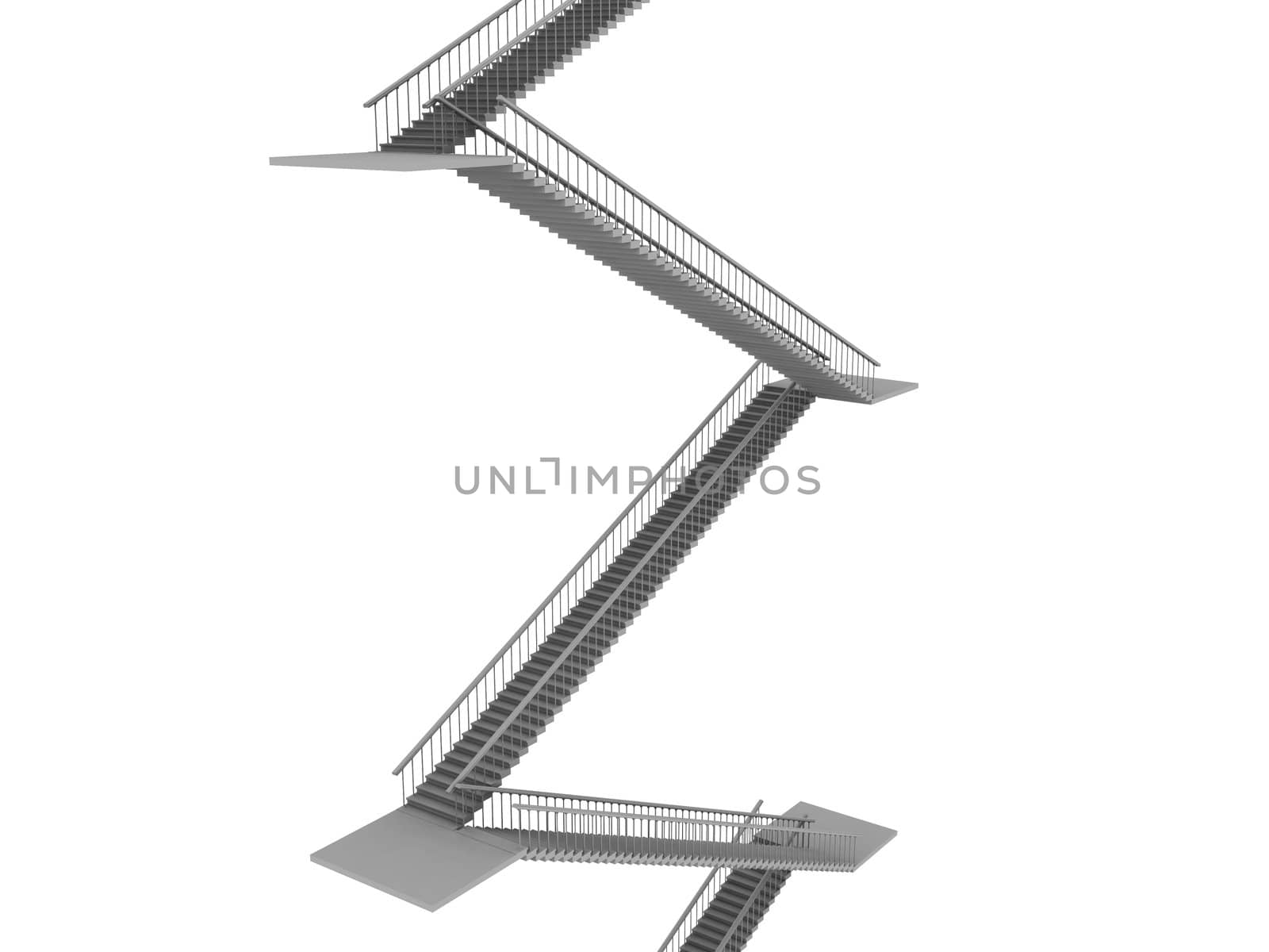 High gray ladder on a white background