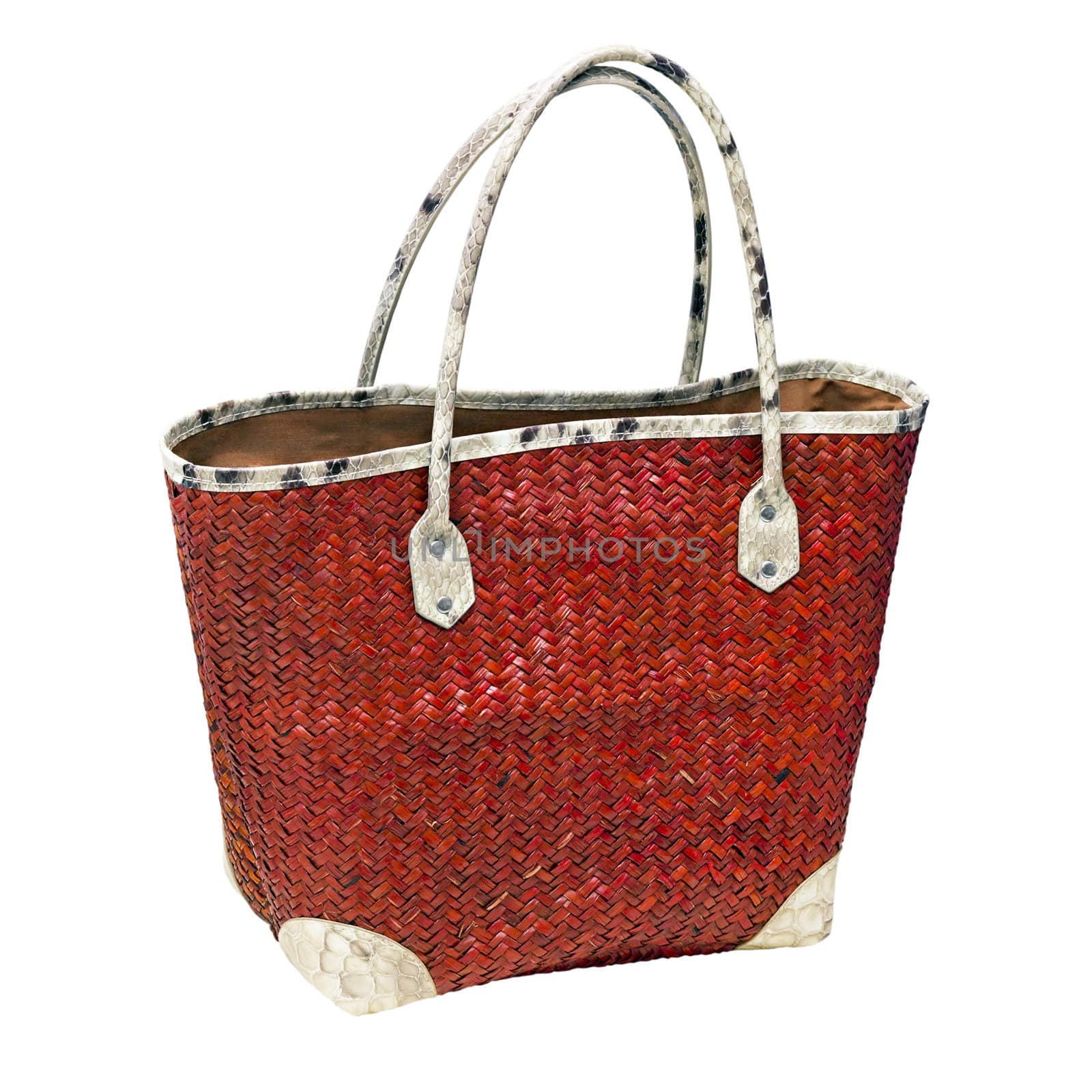 Red woven shopping bag by Plus69