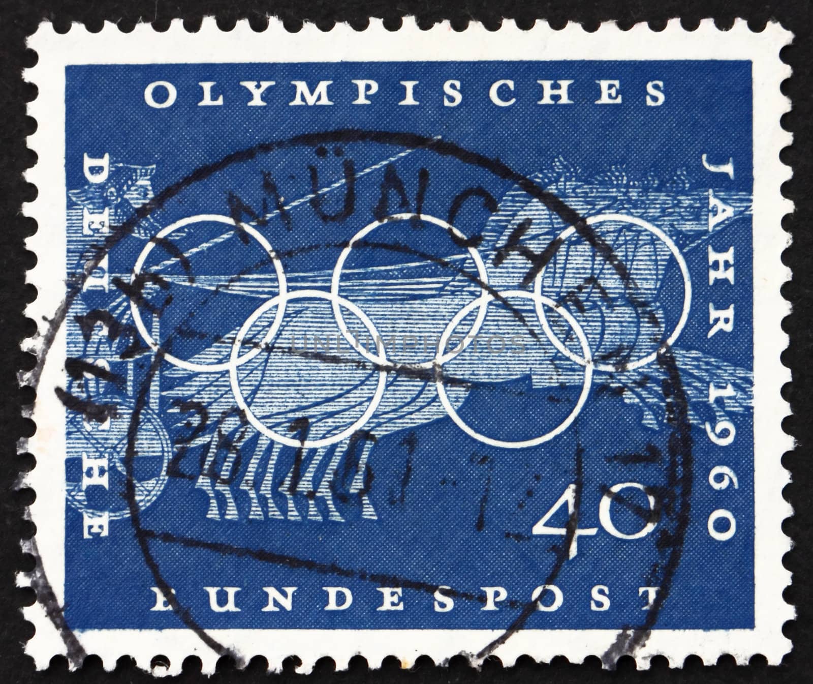 GERMANY - CIRCA 1960: a stamp printed in the Germany shows Chariot Race, Sport Scene from Greek Urn, 17th Olympic Games, Rome, circa 1960