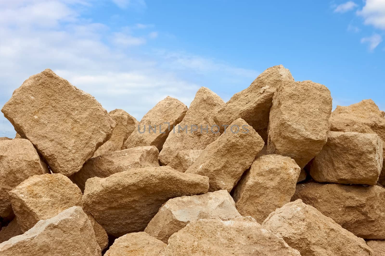 Heap of limestone blocks by qiiip