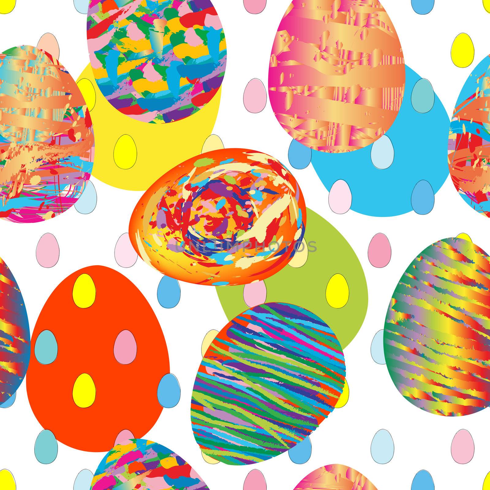 seamless artistic pattern with painted eggs