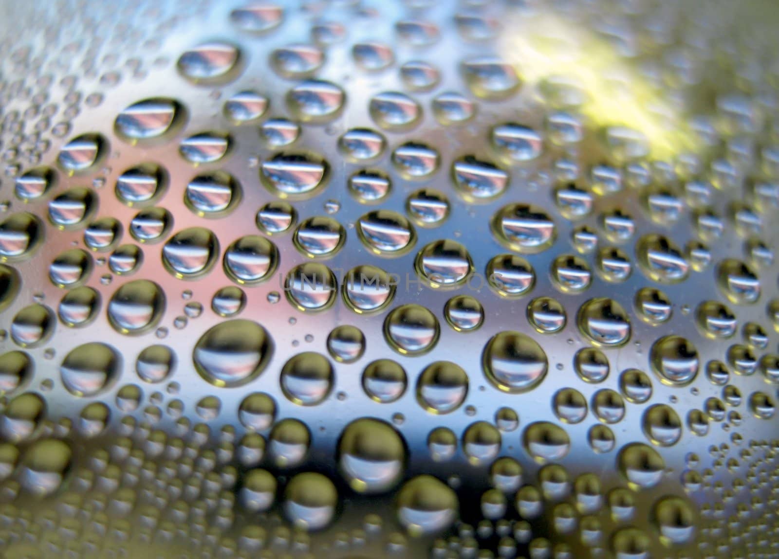 Water drops on the curve transparent surface. Shallow DOF.    by sergpet