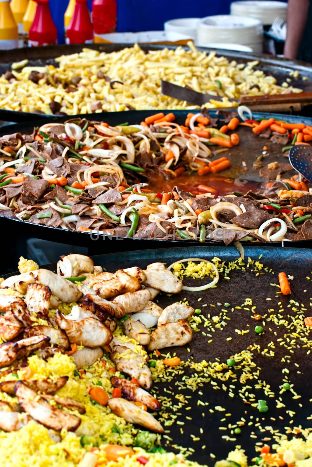 Cooking in the central market in Helsinki.
