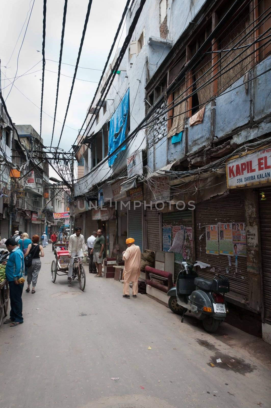 New Delhi, India, August 14, 2011- Day off on the key market place in old part of New Delhi