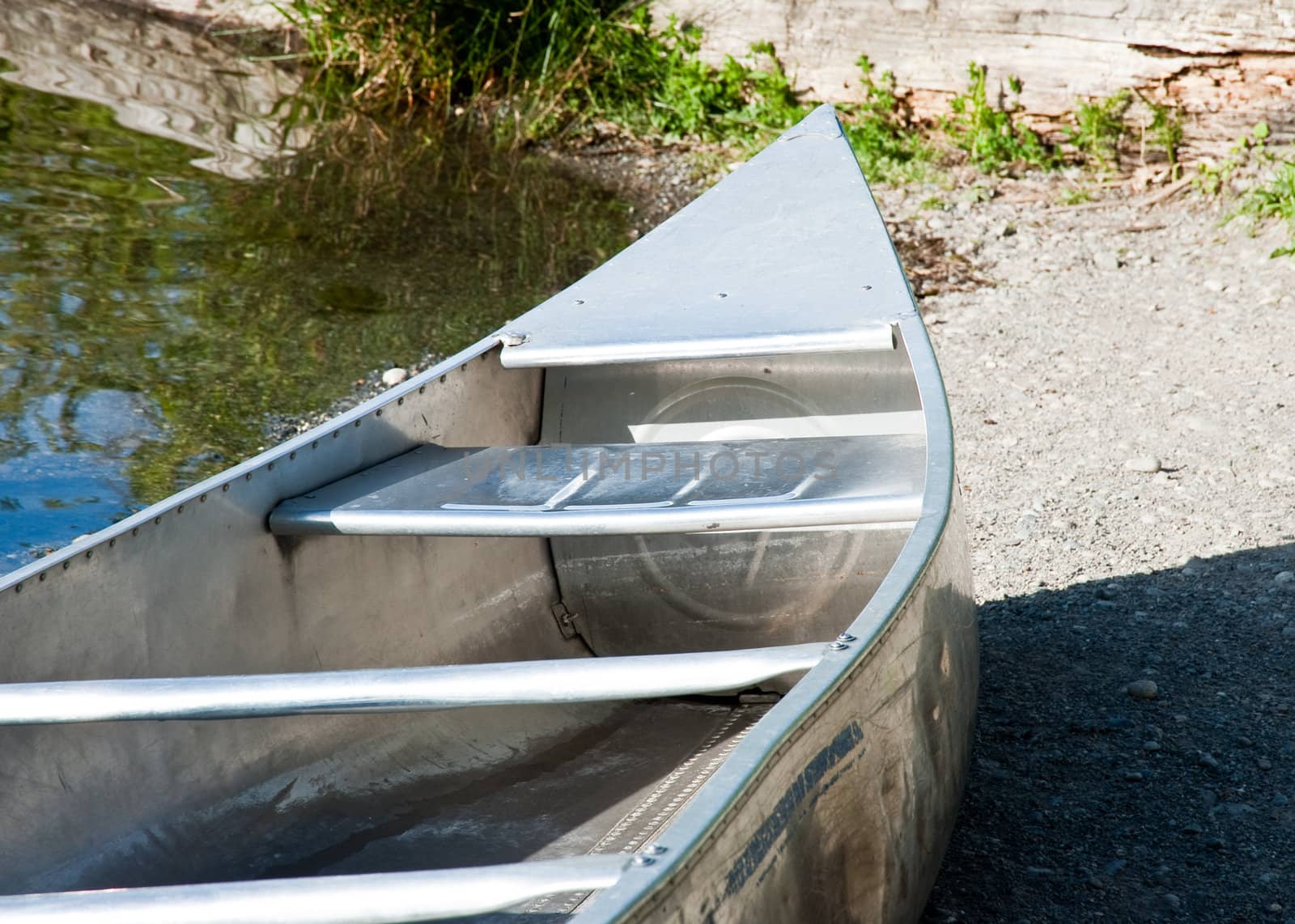 Silver metal canoe