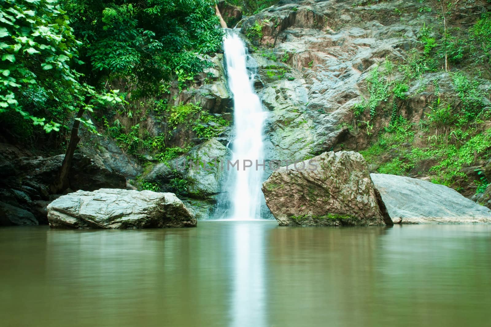 Waterfall in forest  by Yuri2012