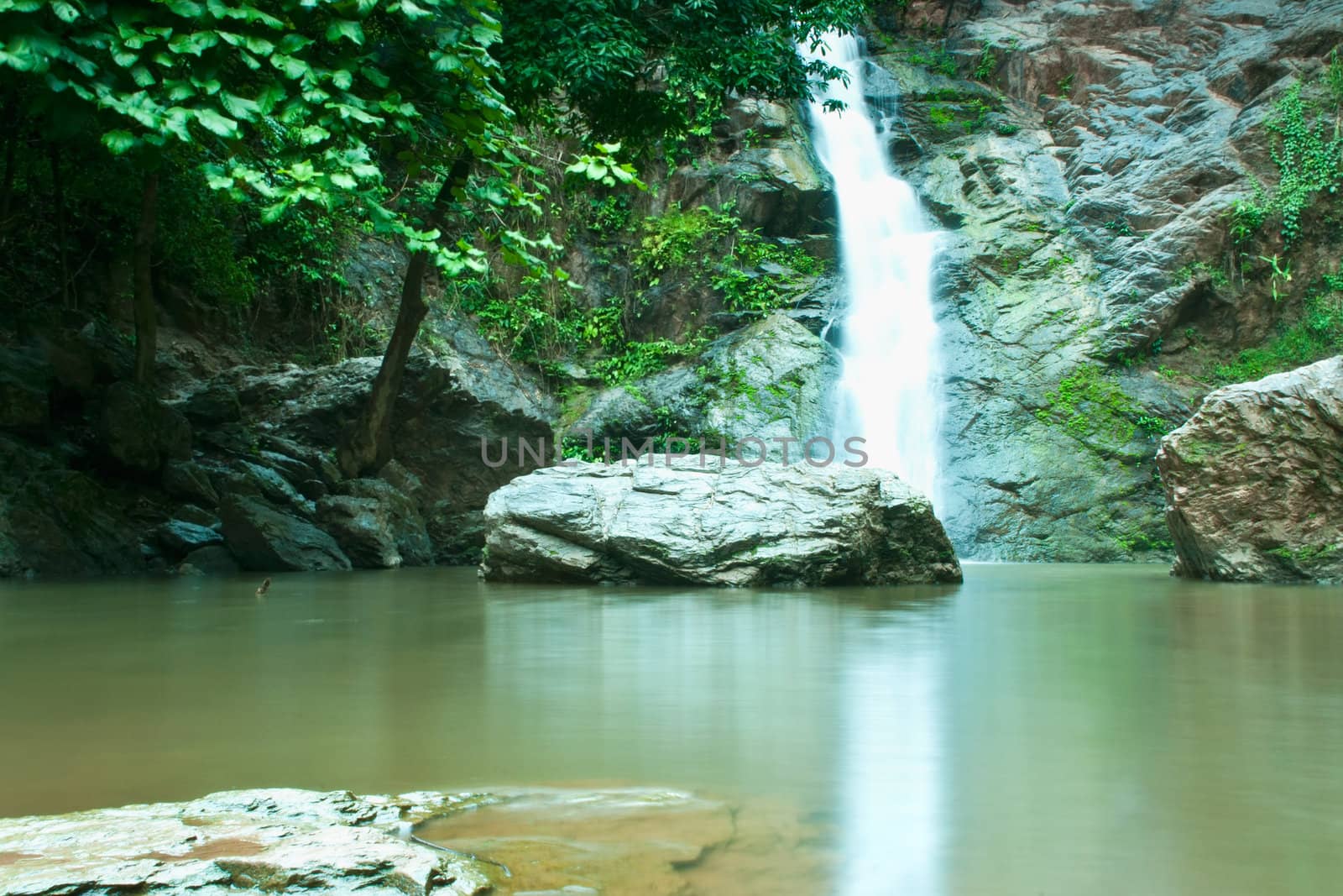 Waterfall in forest  by Yuri2012