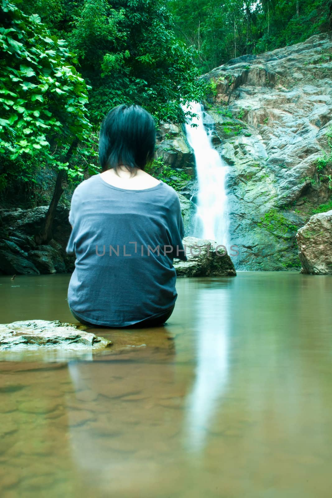 Waterfall in forest  by Yuri2012