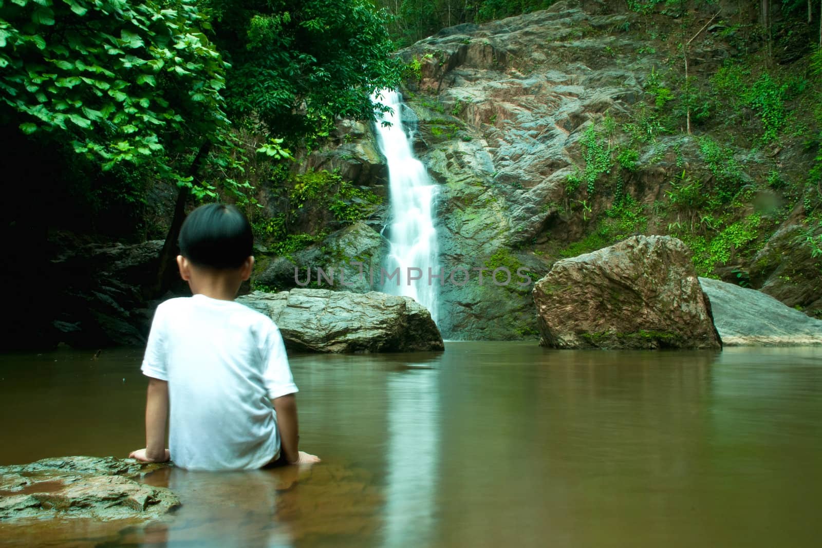 Waterfall in forest   Waterfall is a place that will make you relax and fresh   in Nan Province of Thailand