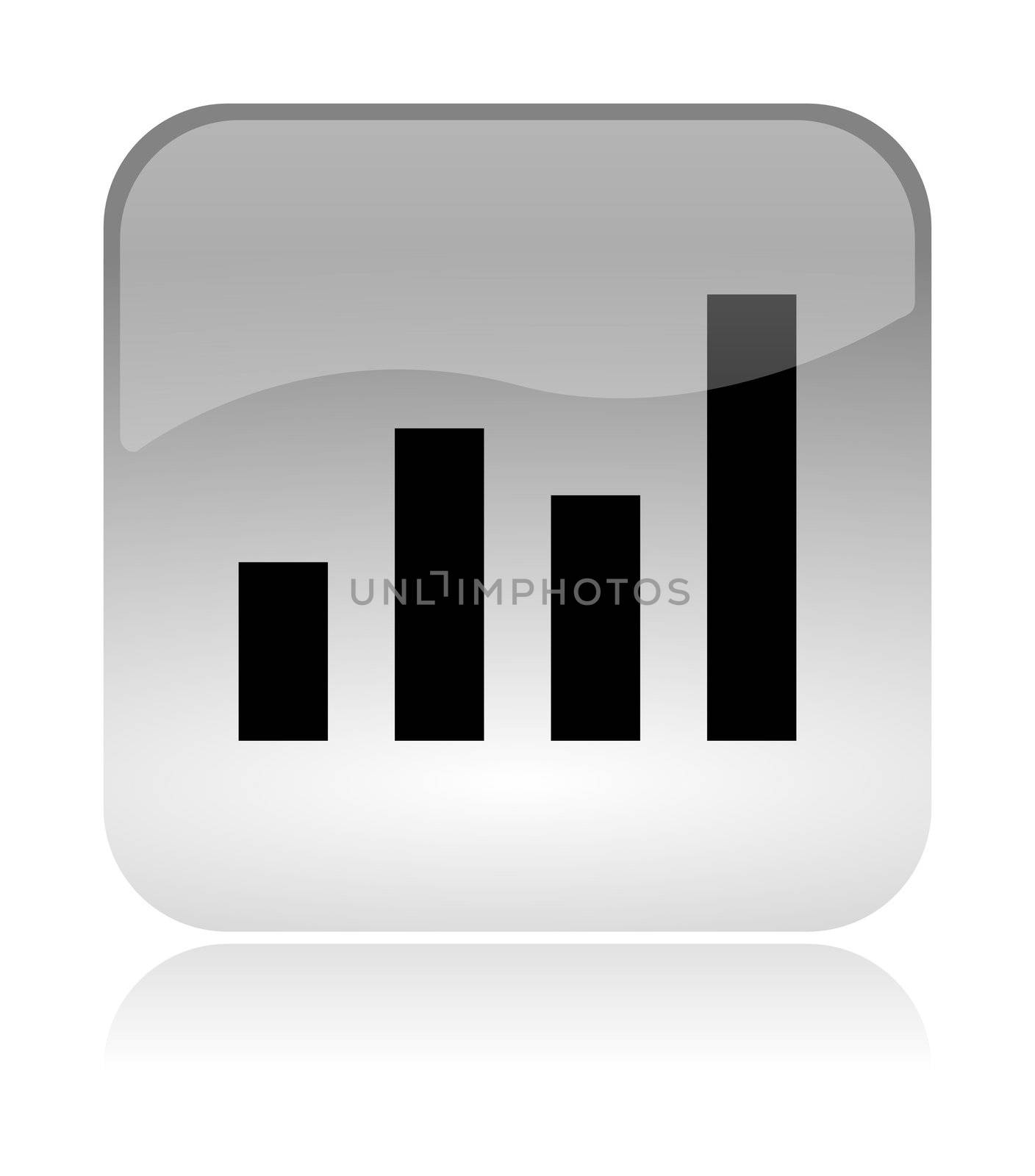 Statistics chart white, transparent and glossy web interface icon with reflection