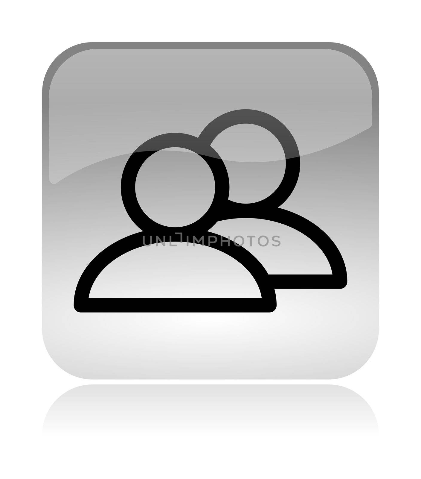 Group users white, transparent and glossy web interface icon with reflection