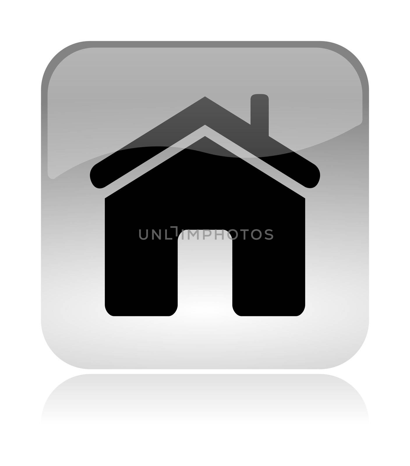 Home white, transparent and glossy web interface icon with reflection