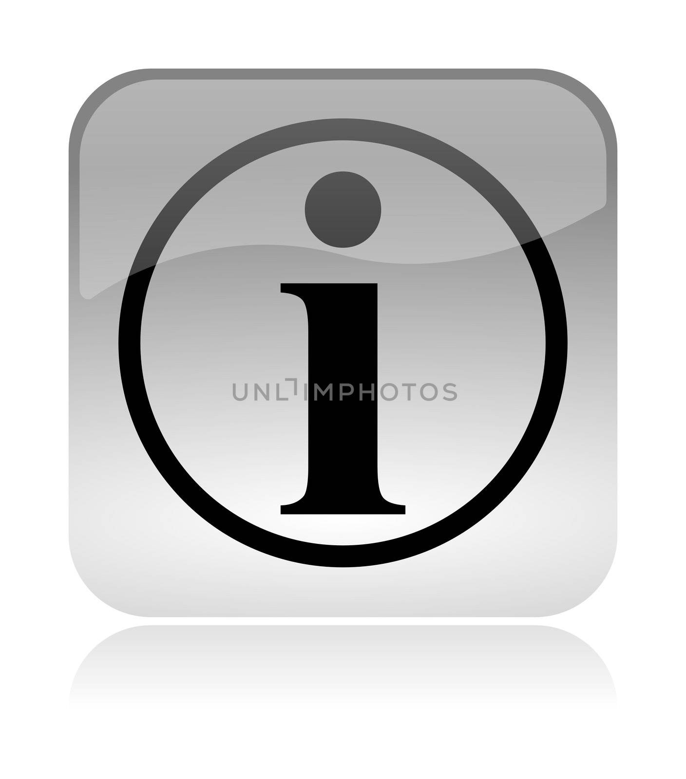 Information, info, white, transparent and glossy web interface icon with reflection