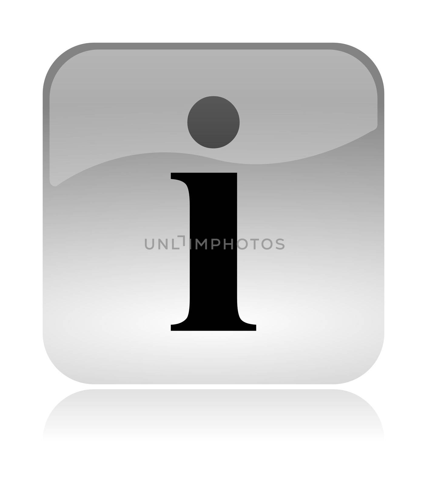 Information, info, white, transparent and glossy web interface icon with reflection