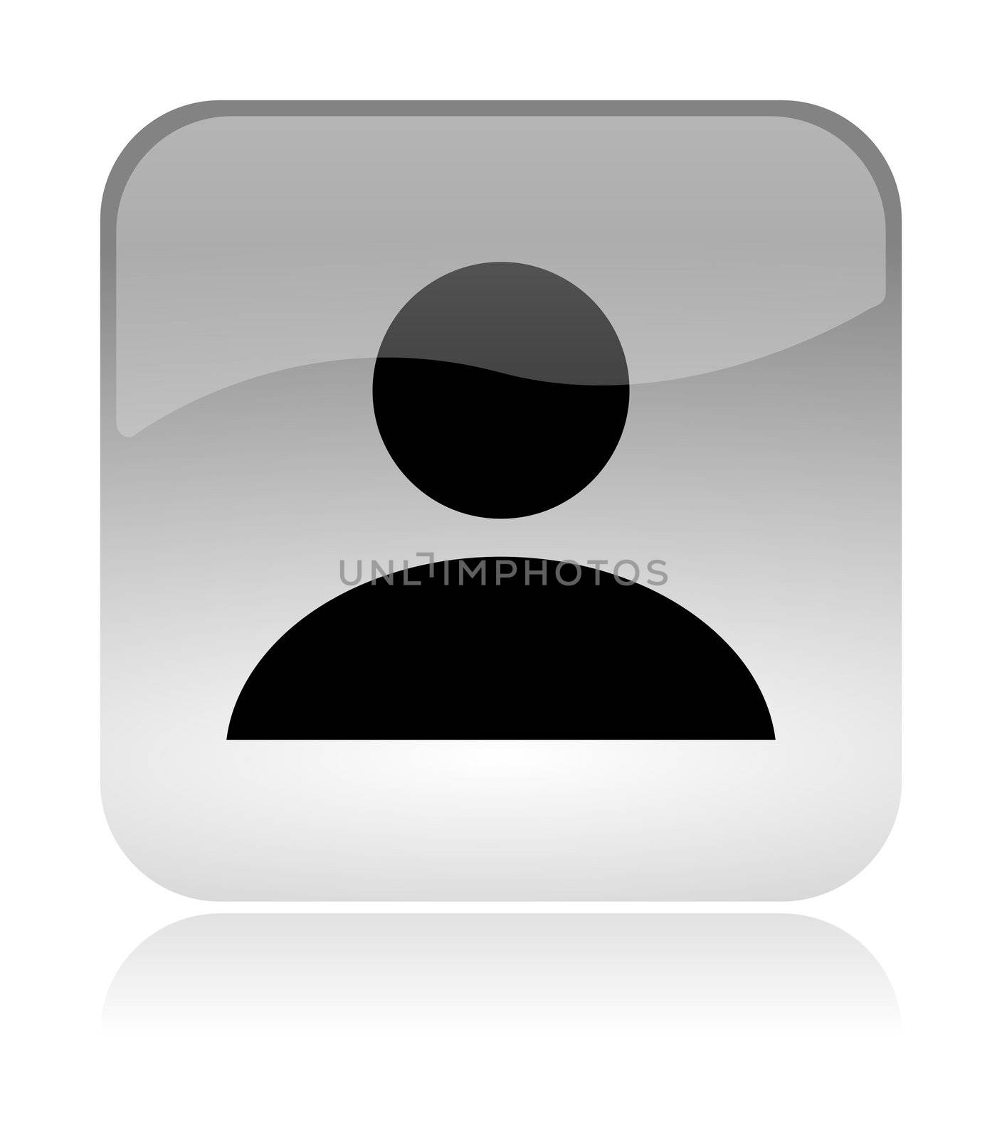 User profile white, transparent and glossy web interface icon with reflection