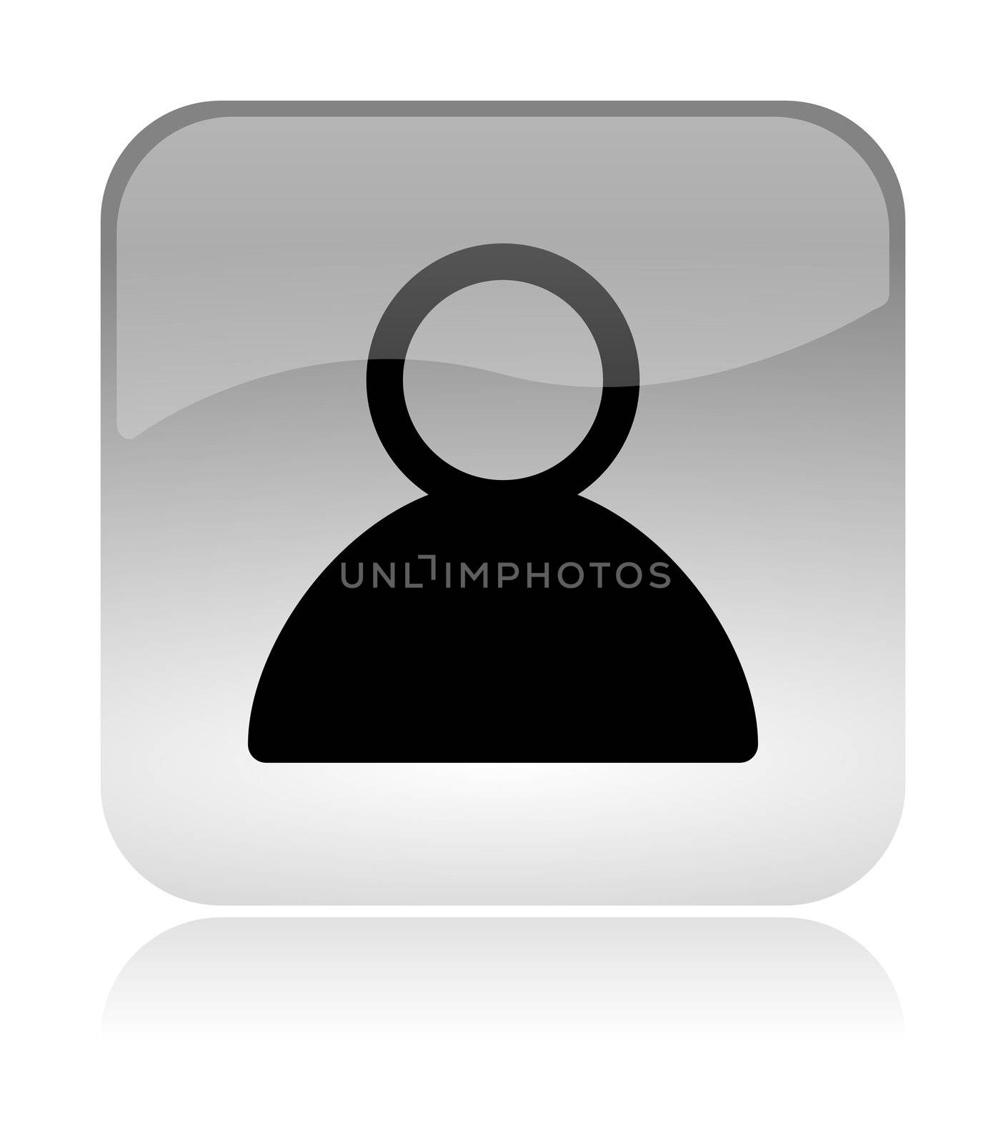 User profile white, transparent and glossy web interface icon with reflection