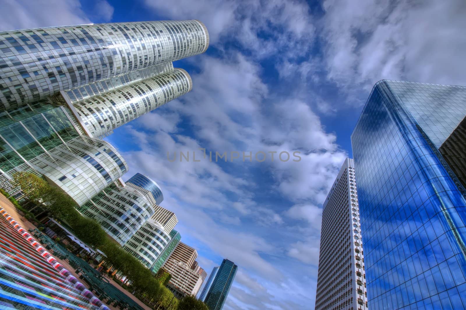 modern skyscraper business view of La Defense, Paris, France. wide view