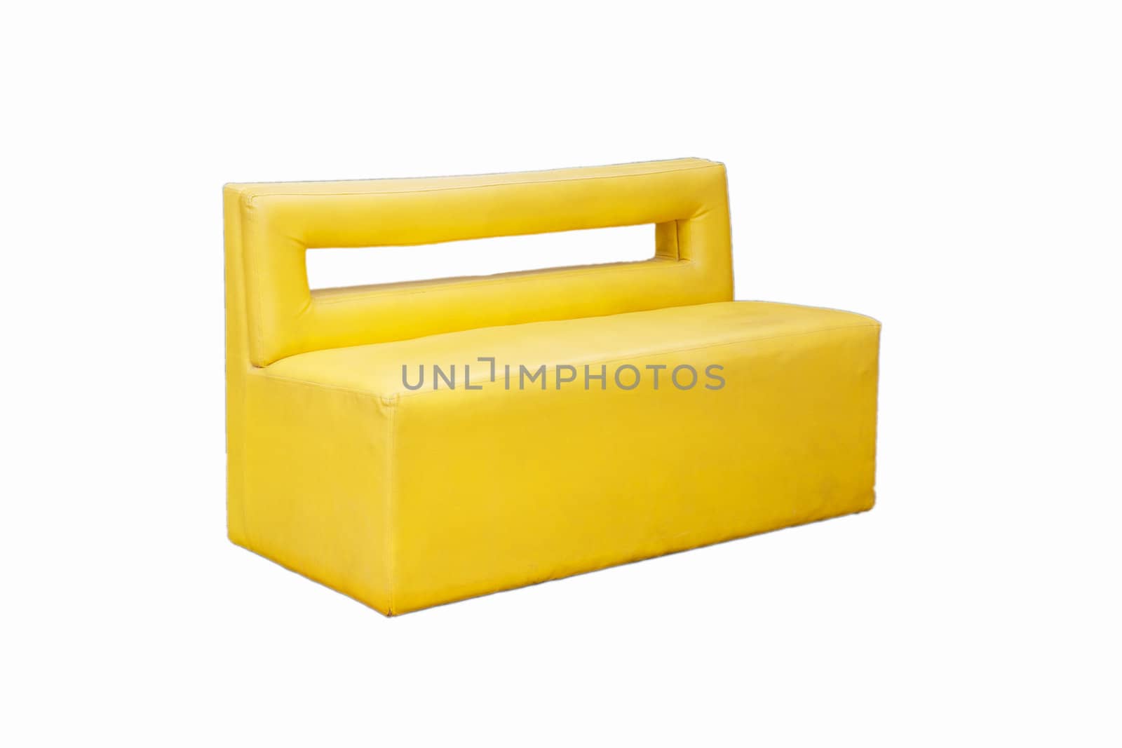 Yellow sofa isolated on white background