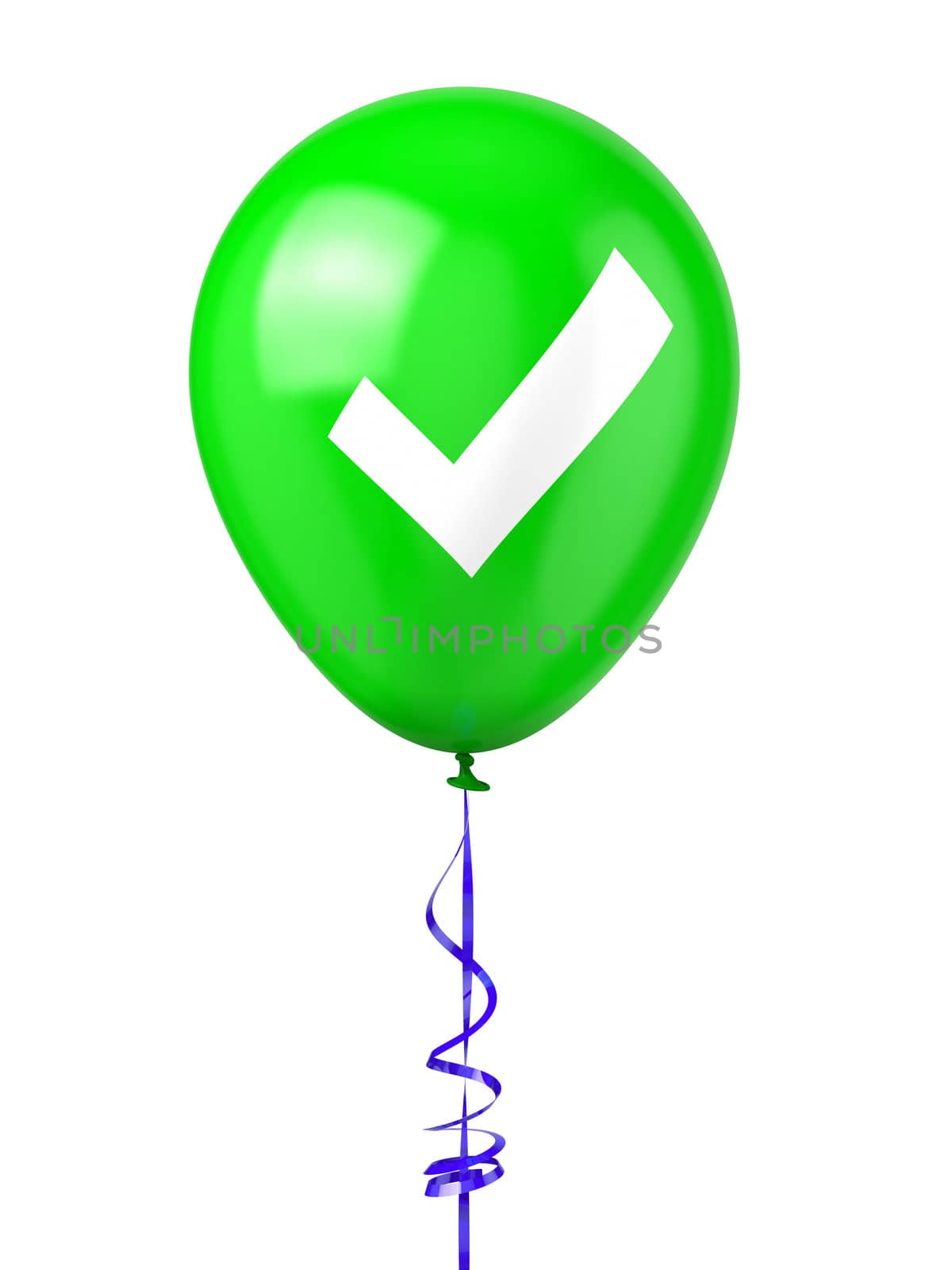 3D rendered Balloon with Check mark.