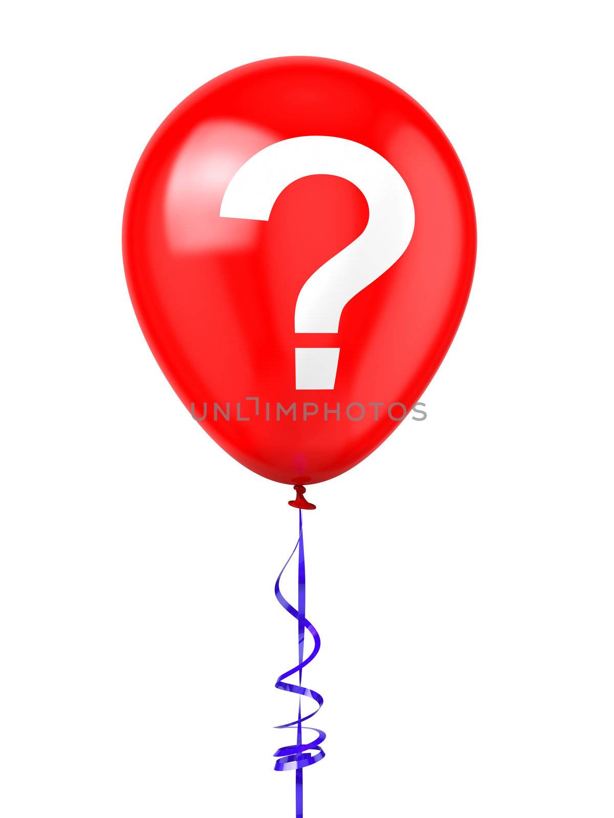 3D rendered balloon with question mark.