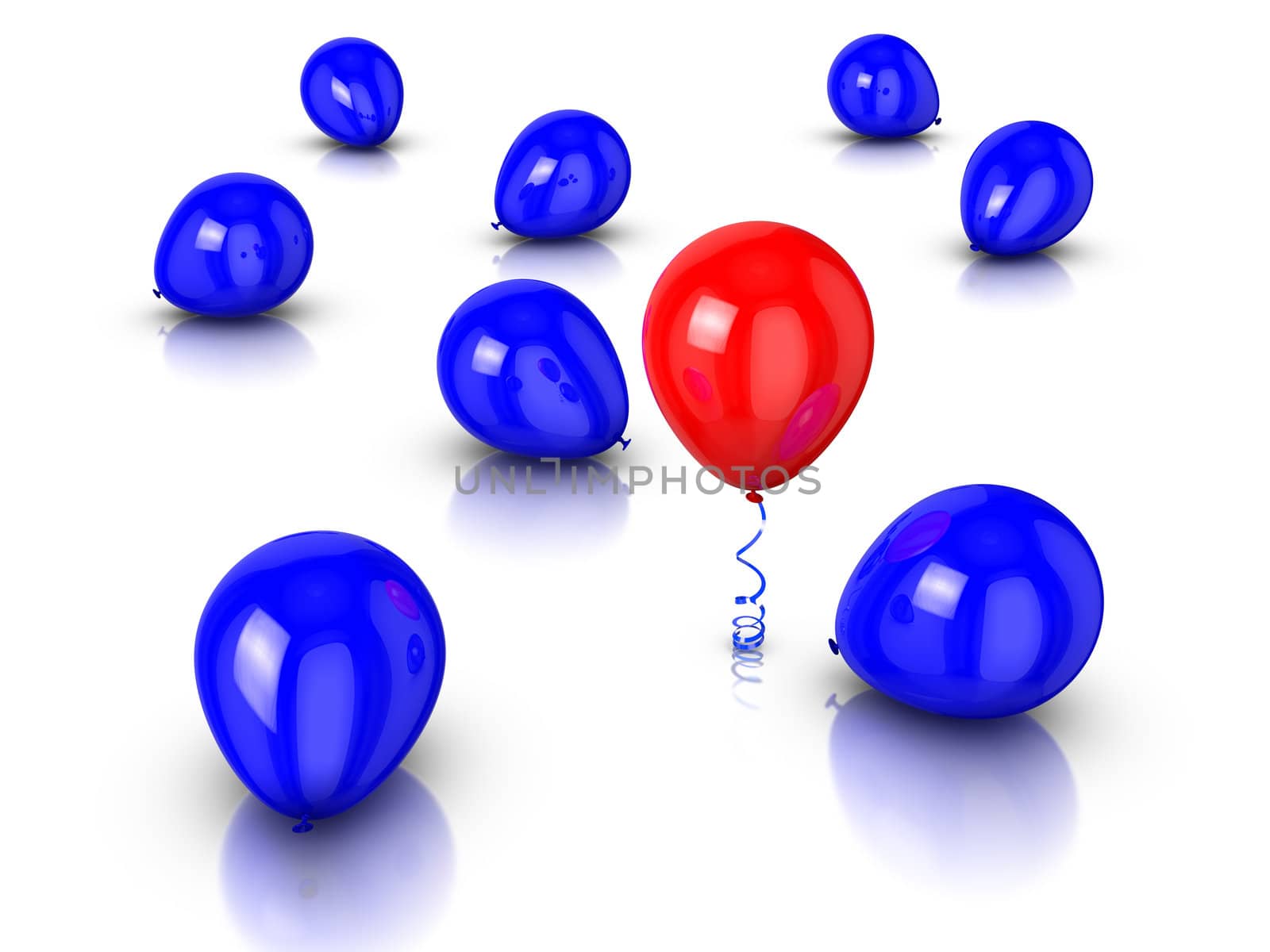 3d rendered balloon on white reflective background