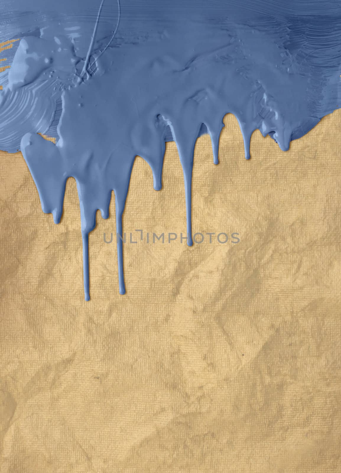 Vintage blue dripping paint on old grunge paper background