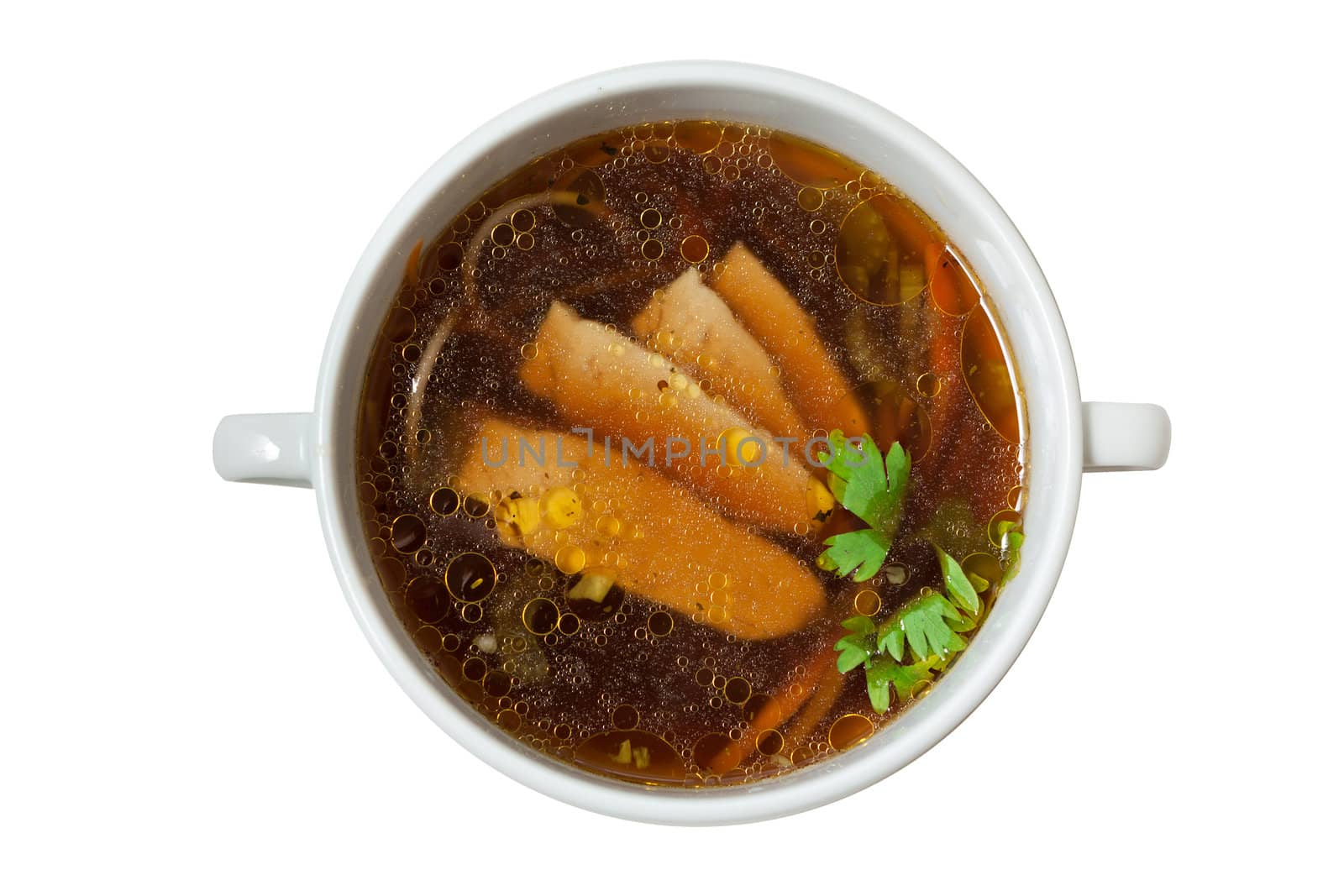 Soup on a the white background isolated.