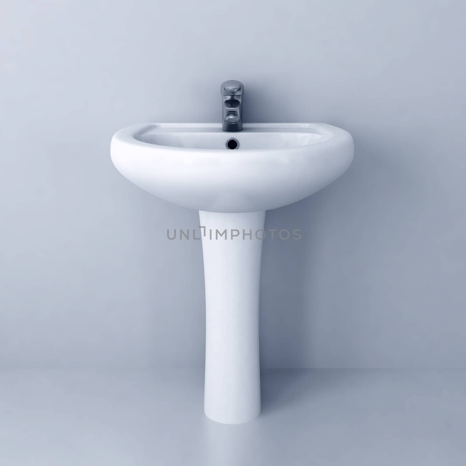 ceramic white washing sink with a modern faucet